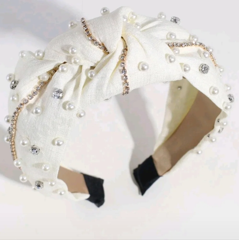 NWOT Top Knot Elegant Cream Pearl Bridal Headband